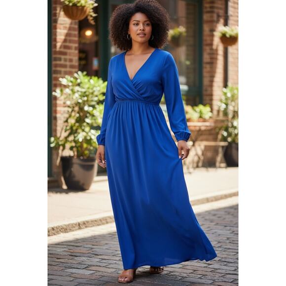 Lulus Women's Royal Blue Long Sleeve Maxi Dress – Size XL - Picture 1 of 3